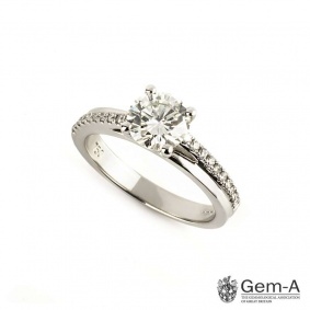 18k White Gold Round Brilliant Cut Diamond Ring 1.12ct I/VS1